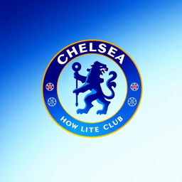 A digitally created artwork featuring the Chelsea FC logo, designed in vibrant colors, with an emphasis on the club's iconic blue hues