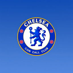 A digitally created artwork featuring the Chelsea FC logo, designed in vibrant colors, with an emphasis on the club's iconic blue hues