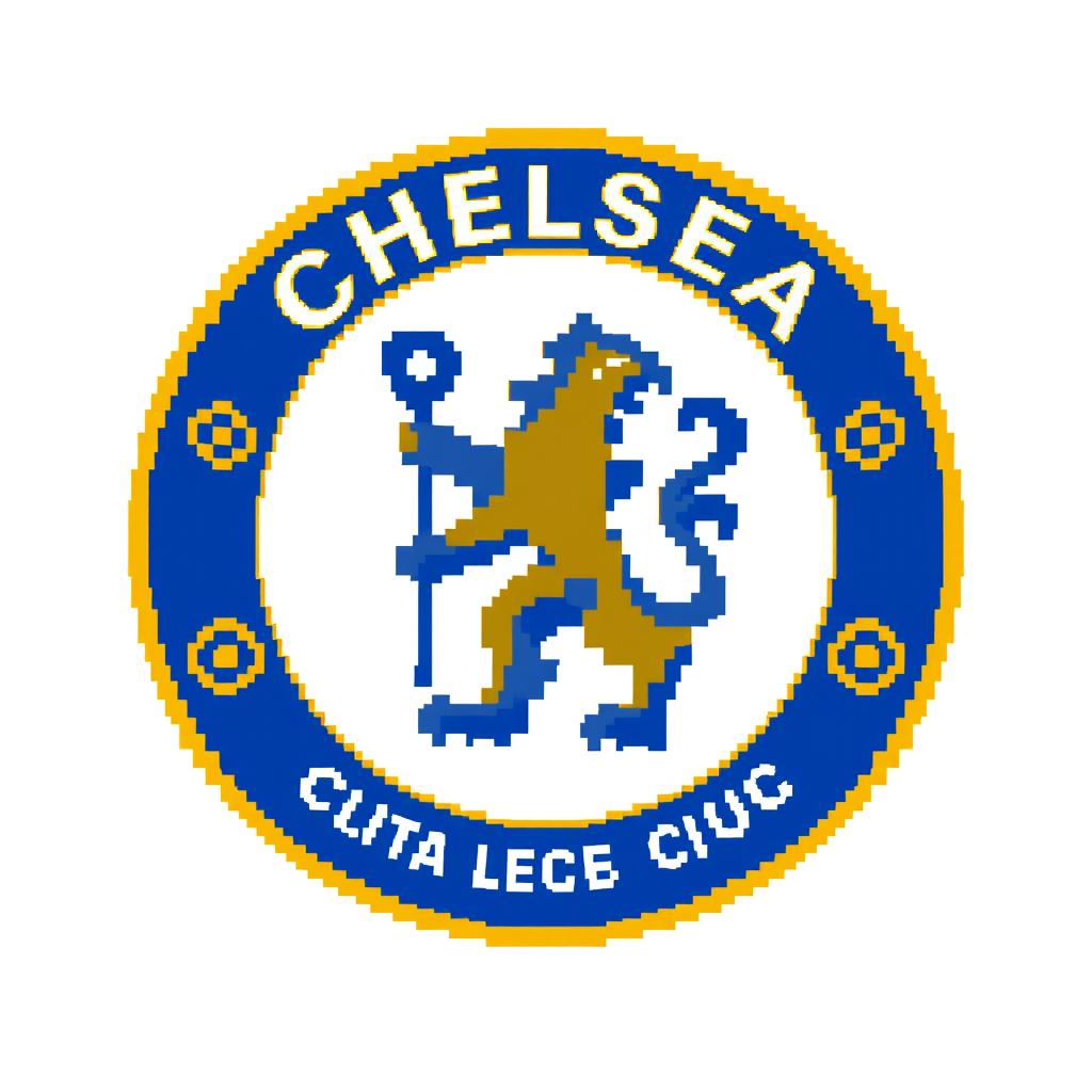 A pixel art representation of the Chelsea FC logo, meticulously designed in a 36x36 pixel grid