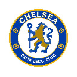 A pixel art representation of the Chelsea FC logo, meticulously designed in a 36x36 pixel grid