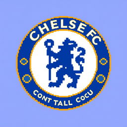 A pixel art representation of the Chelsea FC logo, meticulously designed in a 36x36 pixel grid