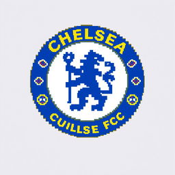 A pixel art representation of the Chelsea FC logo, meticulously designed in a 36x36 pixel grid