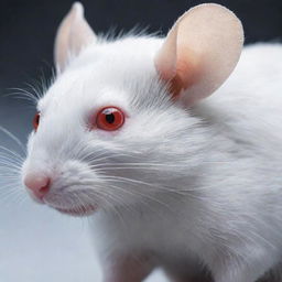 A white rat in traditional anime style, boasting vibrant red eyes that are full of life and character.