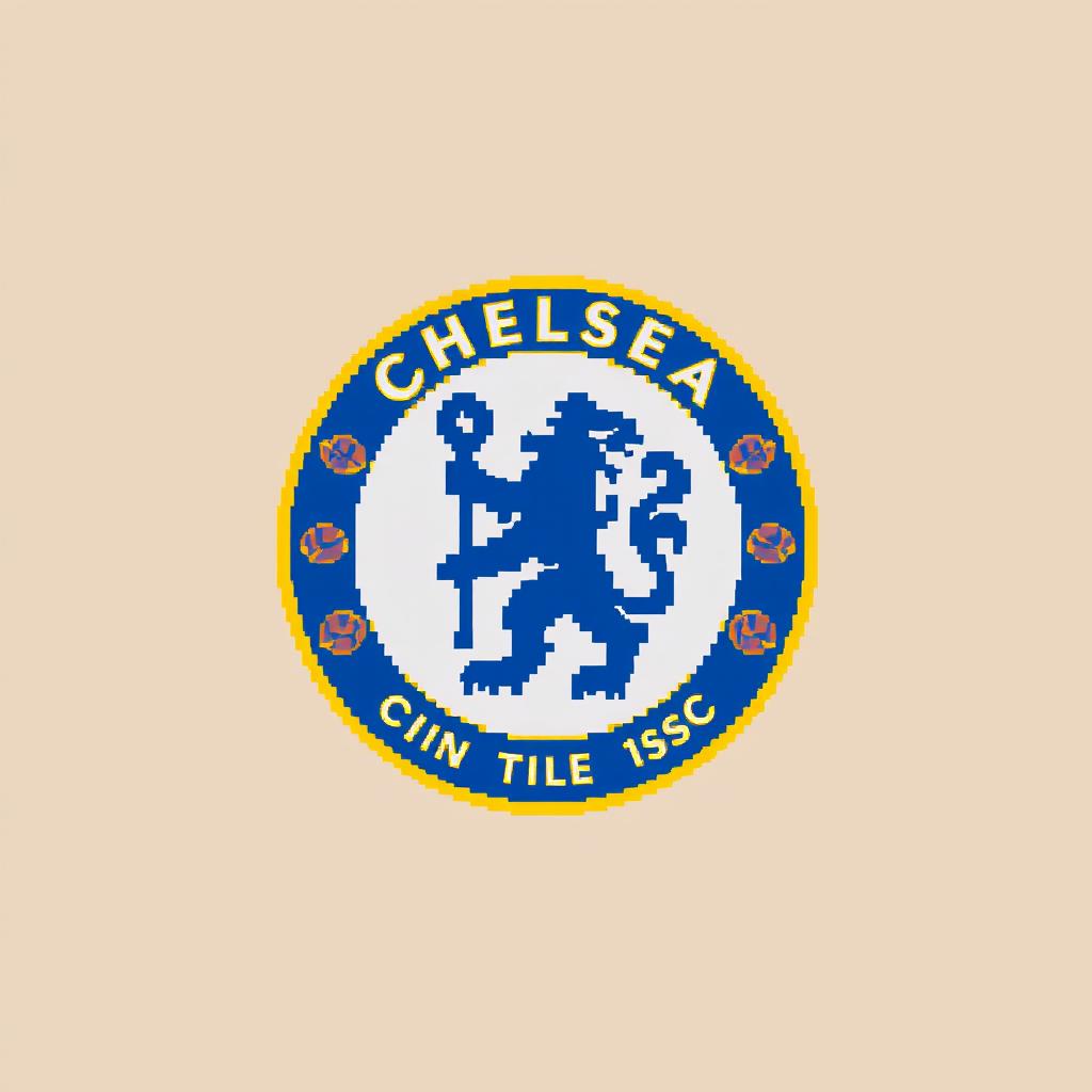 A pixel art representation of the Chelsea FC logo, meticulously designed in a 36x36 pixel grid