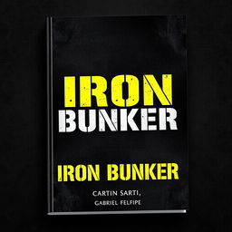 A dynamic book cover featuring the bold title 'IRON BUNKER' prominently displayed in large, impactful capital letters using a strong industrial-style font