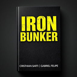 A dynamic book cover featuring the bold title 'IRON BUNKER' prominently displayed in large, impactful capital letters using a strong industrial-style font