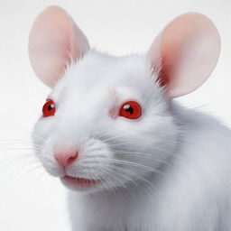 A white rat in traditional anime style, boasting vibrant red eyes that are full of life and character.