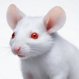 A white rat in traditional anime style, boasting vibrant red eyes that are full of life and character.