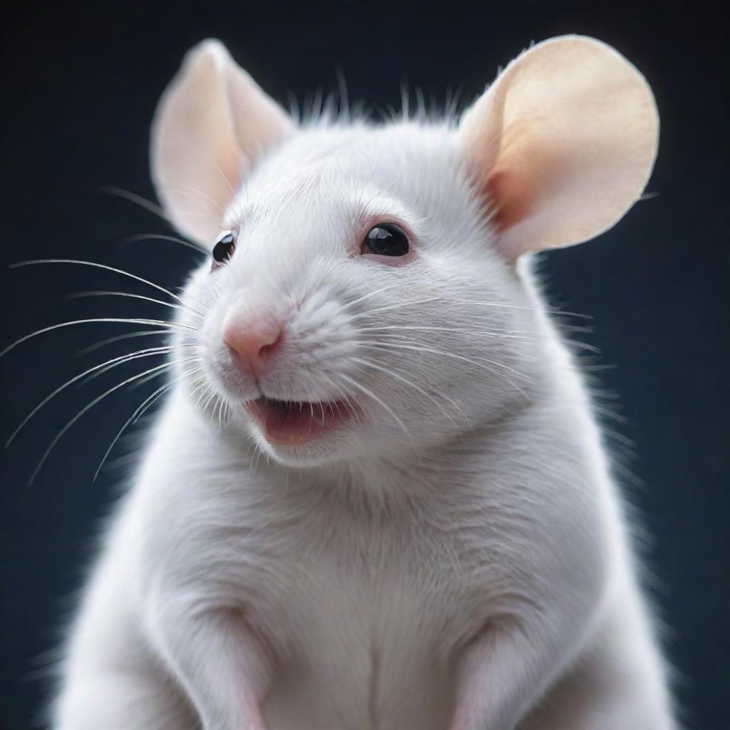 A white rat depicted in beautiful anime style, with a stunning level of detail and charismatic facial expressions.