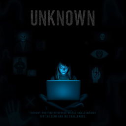 A suspense movie poster titled 'Unknown' displayed prominently at the top in striking, mysterious font