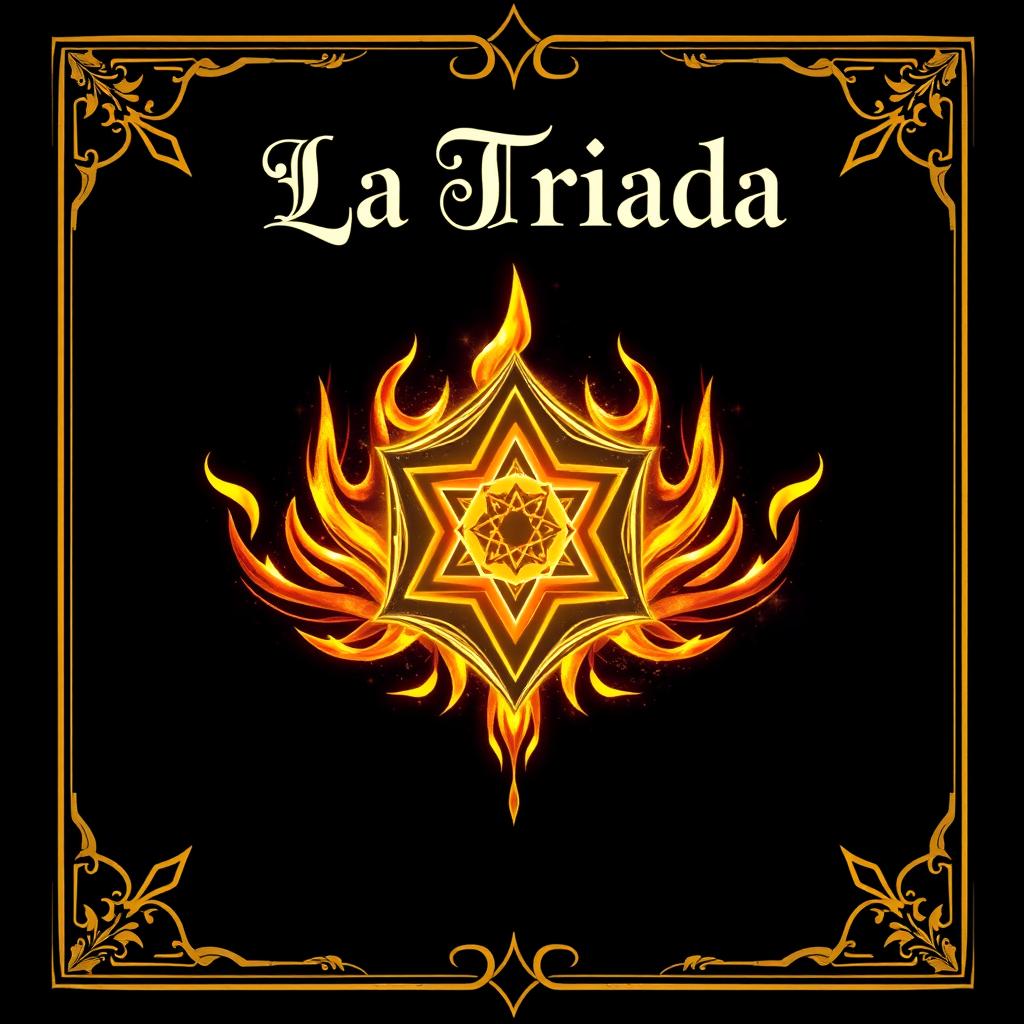 A captivating fantasy book cover for the title "La Triada," focusing on magic