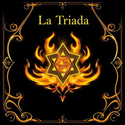 A captivating fantasy book cover for the title "La Triada," focusing on magic