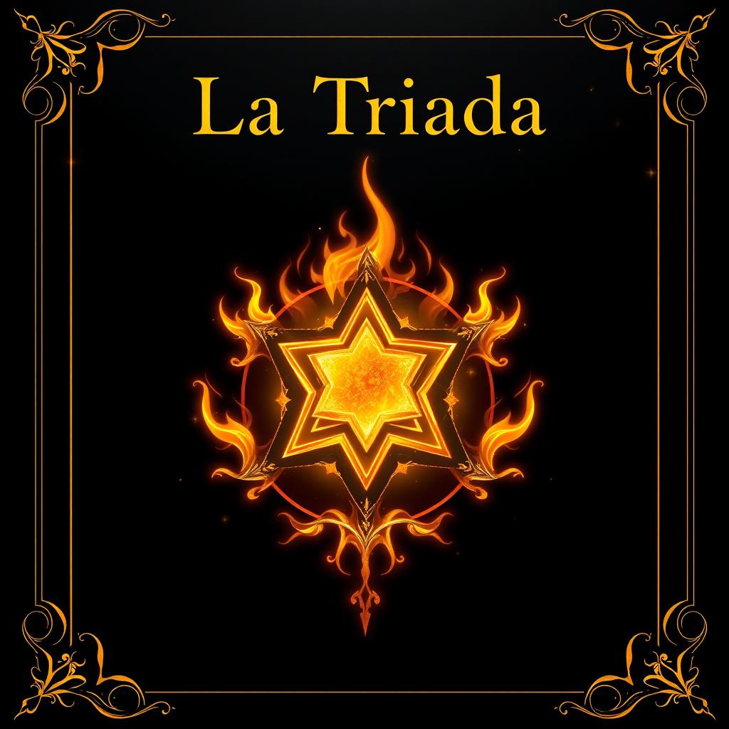 A captivating fantasy book cover for the title "La Triada," focusing on magic