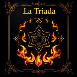 A captivating fantasy book cover for the title "La Triada," focusing on magic