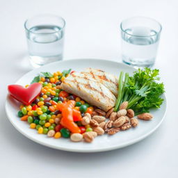 An appealing and vibrant plate showcasing a balanced nutritional meal for heart patients