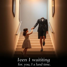 A movie poster featuring a rich college nerd guy dressed in an upscale outfit, standing above a stairway, with a simple dress girl below him, both reaching their hands towards each other, almost touching