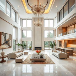 An opulent interior of a luxurious house showcasing an elegant and contemporary design