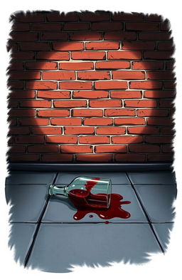 A book cover illustration featuring a semi-general view of a brick wall background and tiled flooring