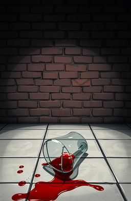 A book cover illustration featuring a semi-general view of a brick wall background and tiled flooring