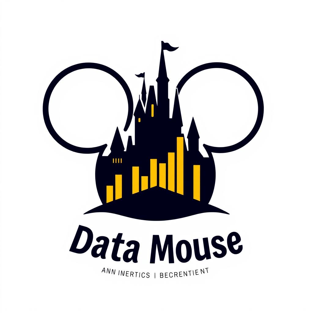 A creative and modern logo design for "Data Mouse," an Instagram account focused on Disney parks metrics, statistics, and anniversaries