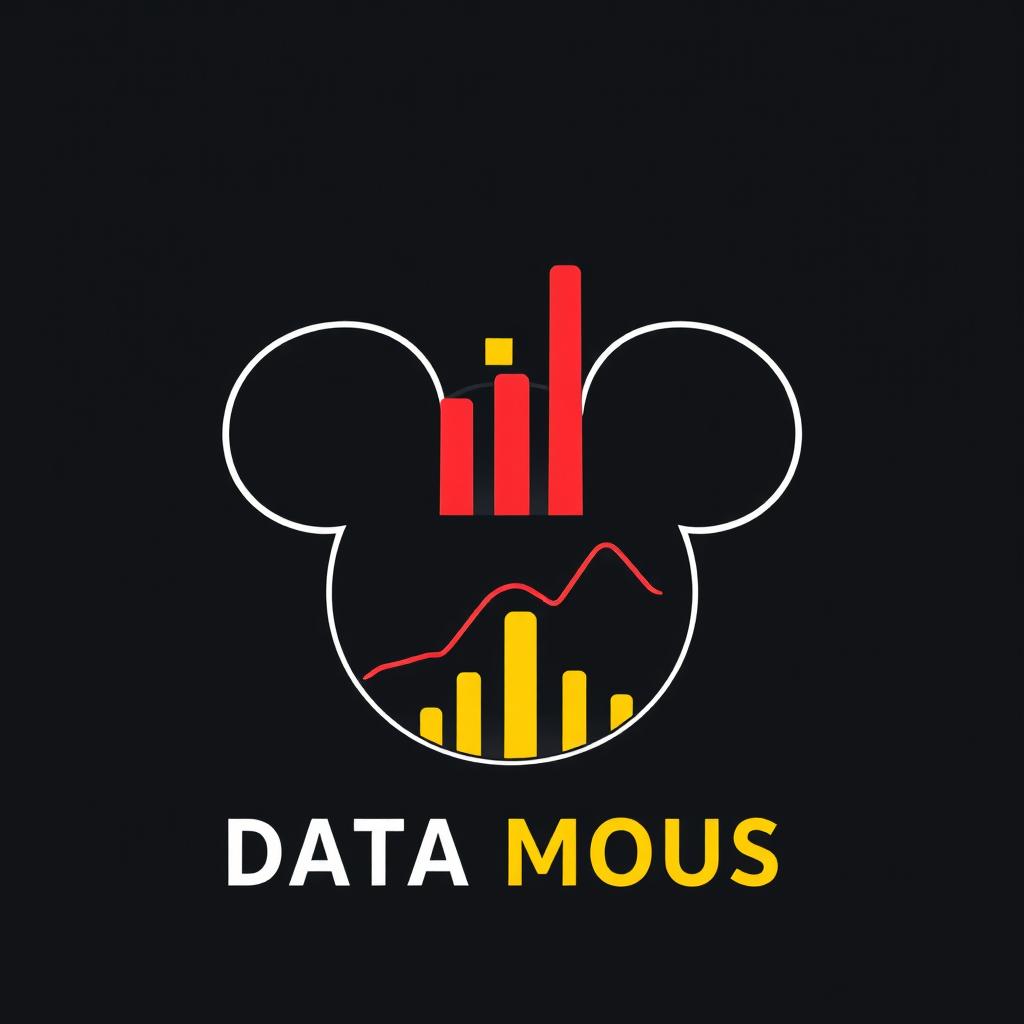 A creative and modern logo design for "Data Mouse," an Instagram account dedicated to metrics, statistics, and anniversaries related to Disney parks