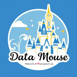 A charming and professional logo design for "Data Mouse," an Instagram account dedicated to Disney parks metrics, statistics, and anniversaries