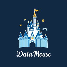 A charming and professional logo design for "Data Mouse," an Instagram account dedicated to Disney parks metrics, statistics, and anniversaries