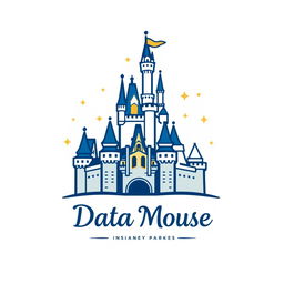 A charming and professional logo design for "Data Mouse," an Instagram account dedicated to Disney parks metrics, statistics, and anniversaries