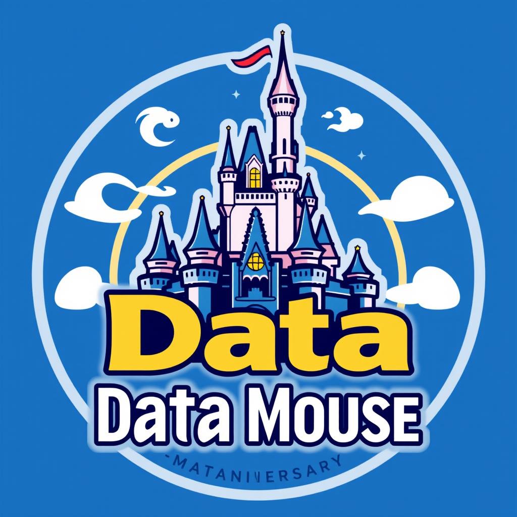 A striking and engaging logo design for "Data Mouse," an Instagram account dedicated to Disney parks metrics, statistics, and anniversaries