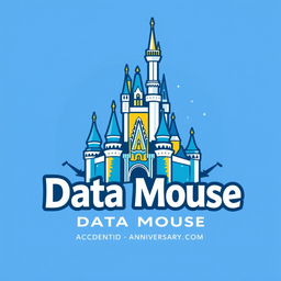 A striking and engaging logo design for "Data Mouse," an Instagram account dedicated to Disney parks metrics, statistics, and anniversaries