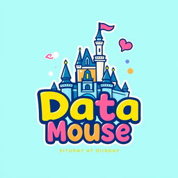 A playful and colorful logo design for "Data Mouse," an Instagram account focused on Disney parks metrics, statistics, and anniversaries