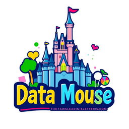 A playful and colorful logo design for "Data Mouse," an Instagram account focused on Disney parks metrics, statistics, and anniversaries