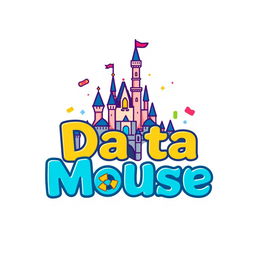 A playful and colorful logo design for "Data Mouse," an Instagram account focused on Disney parks metrics, statistics, and anniversaries