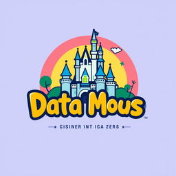 A playful and colorful logo design for "Data Mouse," an Instagram account focused on Disney parks metrics, statistics, and anniversaries