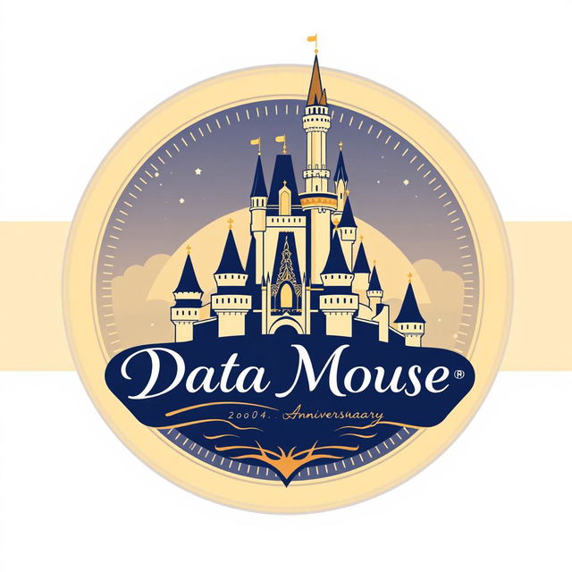 An elegant and sophisticated logo design for "Data Mouse," an Instagram account dedicated to Disney parks metrics, statistics, and anniversaries