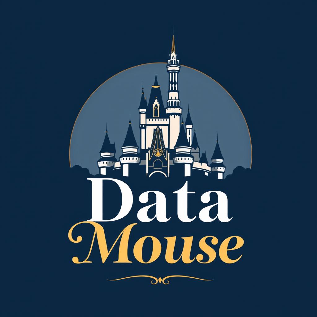 An elegant and sophisticated logo design for "Data Mouse," an Instagram account dedicated to Disney parks metrics, statistics, and anniversaries