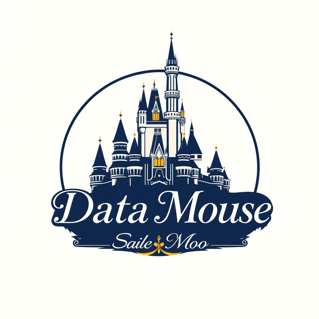 An elegant and sophisticated logo design for "Data Mouse," an Instagram account dedicated to Disney parks metrics, statistics, and anniversaries