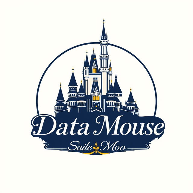 An elegant and sophisticated logo design for "Data Mouse," an Instagram account dedicated to Disney parks metrics, statistics, and anniversaries