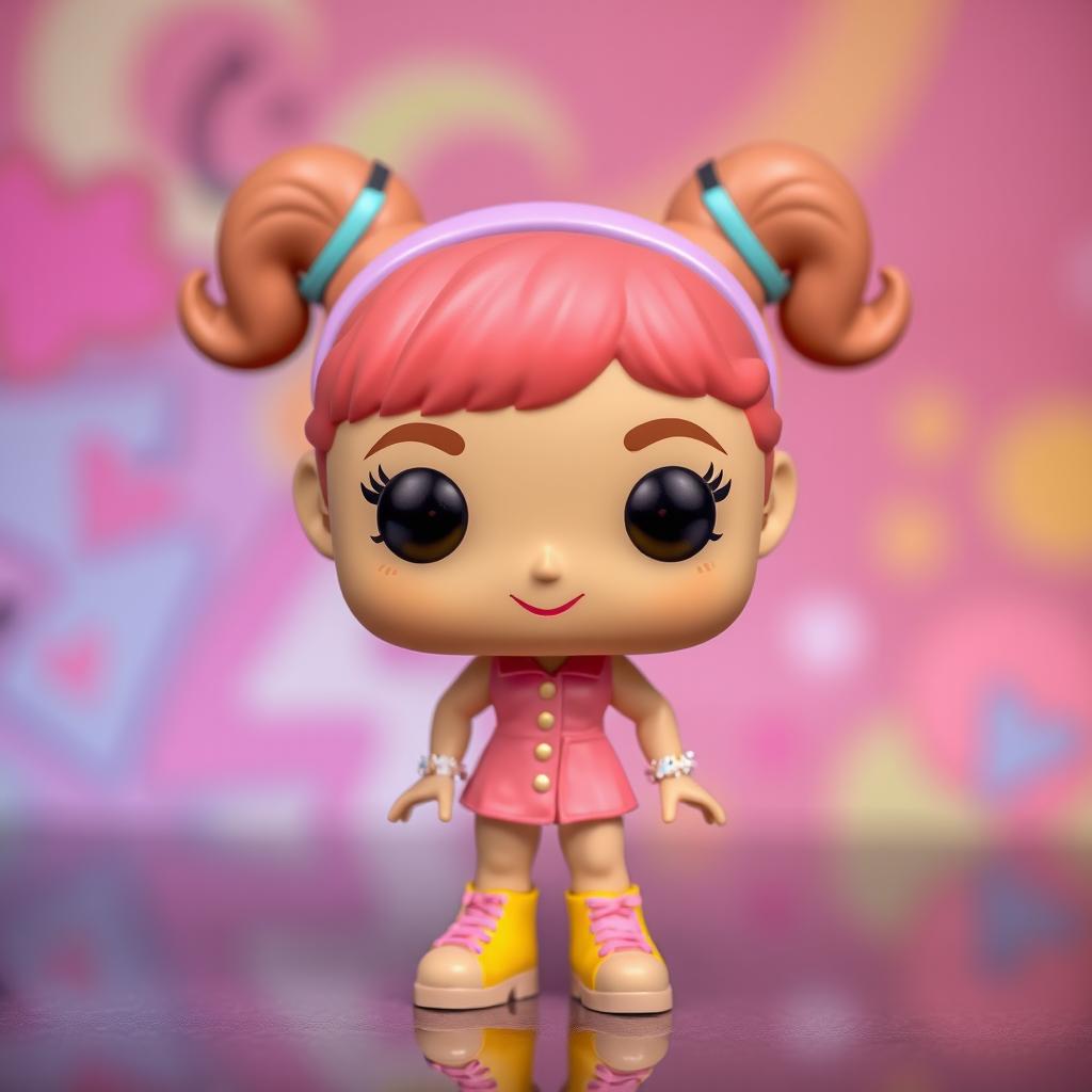 A charming Funko Pop-style figure inspired by Baby Spice, one of the members of the iconic Spice Girls