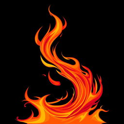 An artistic and stylized illustration of flames shaped like a phallus, depicted with vibrant shades of red, orange, and yellow that swirl together to create a dynamic and lively effect