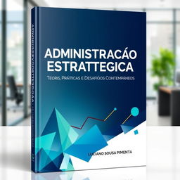 A visually appealing eBook cover for a book titled "Administração Estratégica: Teorias, Práticas e Desafios Contemporâneos" authored by Luciano Sousa Pimenta