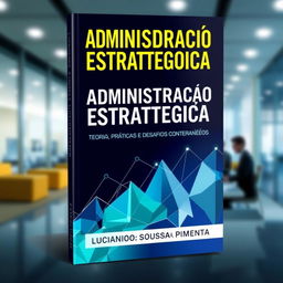 A visually appealing eBook cover for a book titled "Administração Estratégica: Teorias, Práticas e Desafios Contemporâneos" authored by Luciano Sousa Pimenta