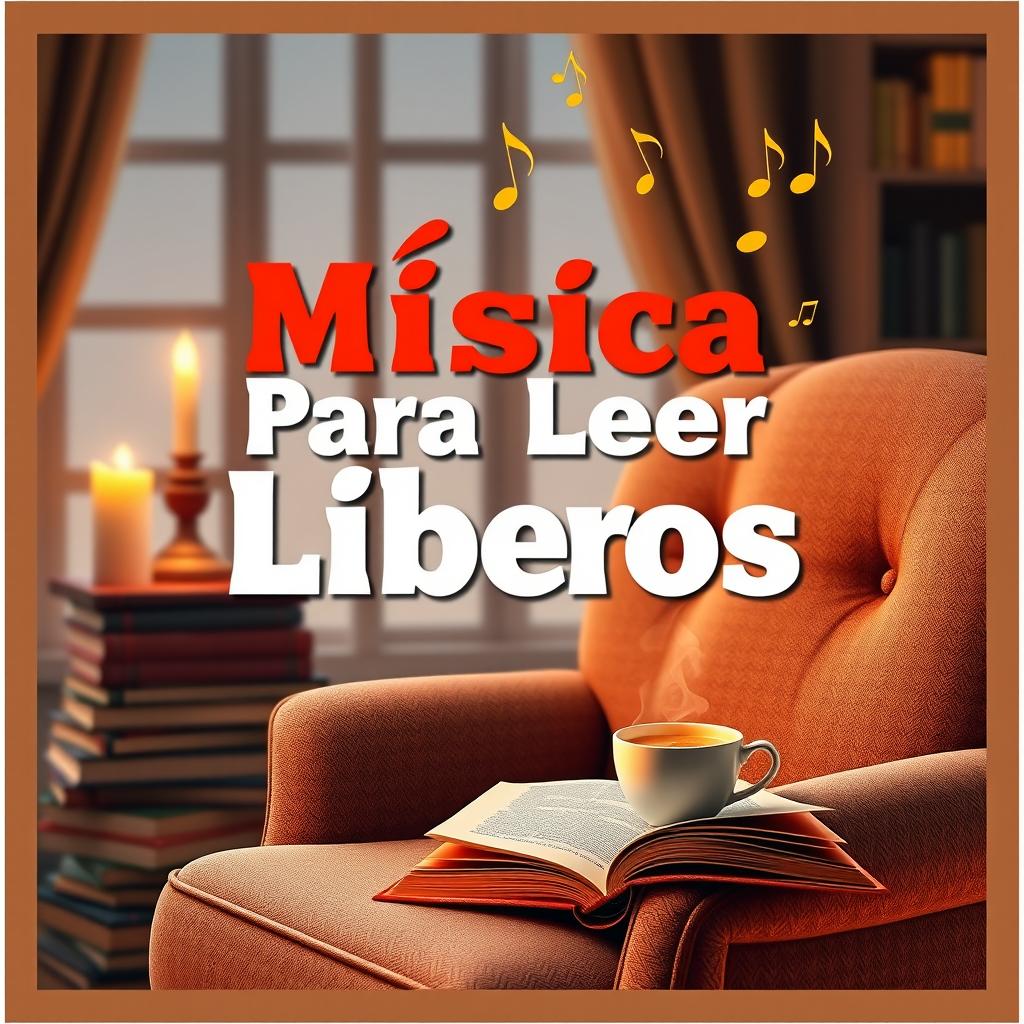 A vibrant YouTube thumbnail design featuring the title "Música Para Leer Libros" in bold, eye-catching lettering