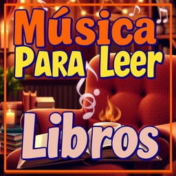 A vibrant YouTube thumbnail design featuring the title "Música Para Leer Libros" in bold, eye-catching lettering