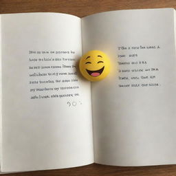 An open book with a love quote on one side, accompanied by a kissing emoji. The other page remains blank.