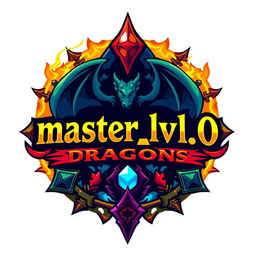 A vibrant and imaginative reinterpretation of the classic Dungeons and Dragons logo, displaying the name 'master_lvl_0' prominently in a fantasy-style font