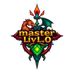 A vibrant and imaginative reinterpretation of the classic Dungeons and Dragons logo, displaying the name 'master_lvl_0' prominently in a fantasy-style font