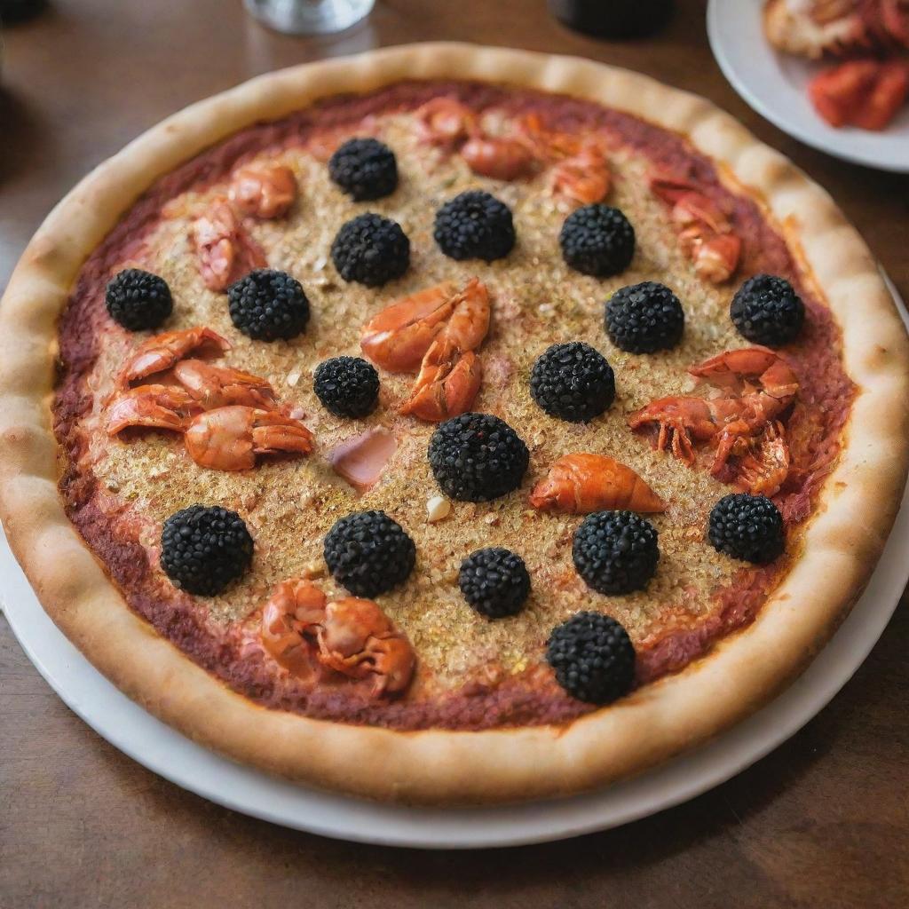 The most extravagant and lavish pizza ever, topped with luxurious ingredients like gold leaf, truffles, caviar, and lobster, all placed on a crust dusted with edible diamonds.