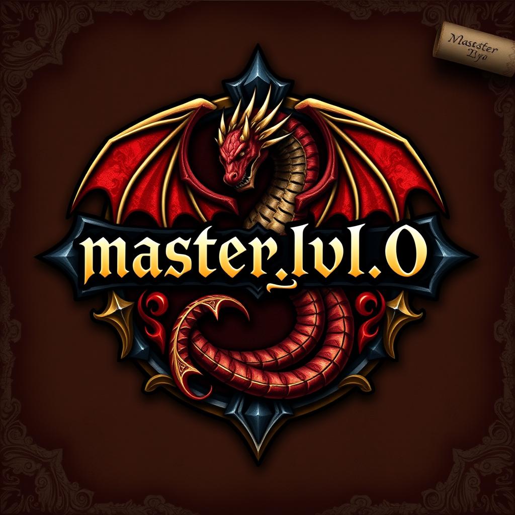 A fantasy logo inspired by the iconic Dungeons and Dragons logo, featuring a stylized dragon intertwined with a fantasy dungeon motif