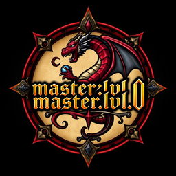 A fantasy logo inspired by the iconic Dungeons and Dragons logo, featuring a stylized dragon intertwined with a fantasy dungeon motif